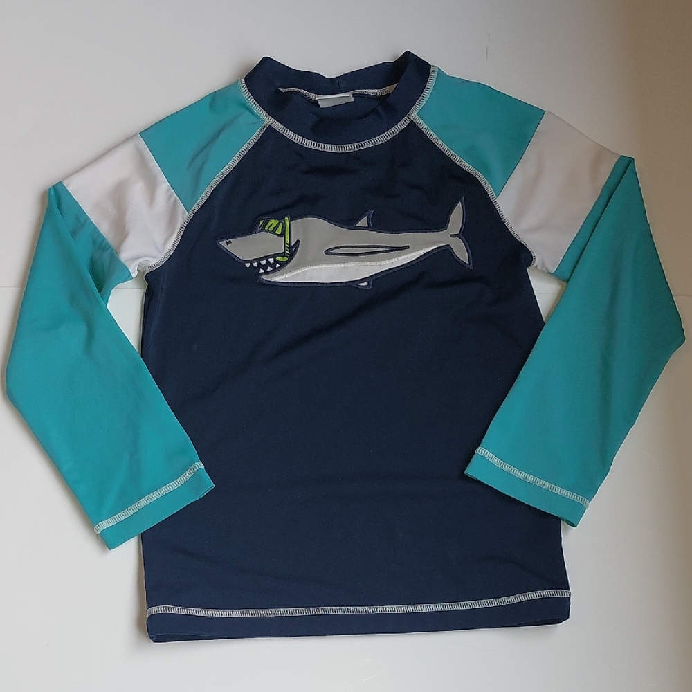 Gymboree Blue and White Rashguard with Marine Graphic